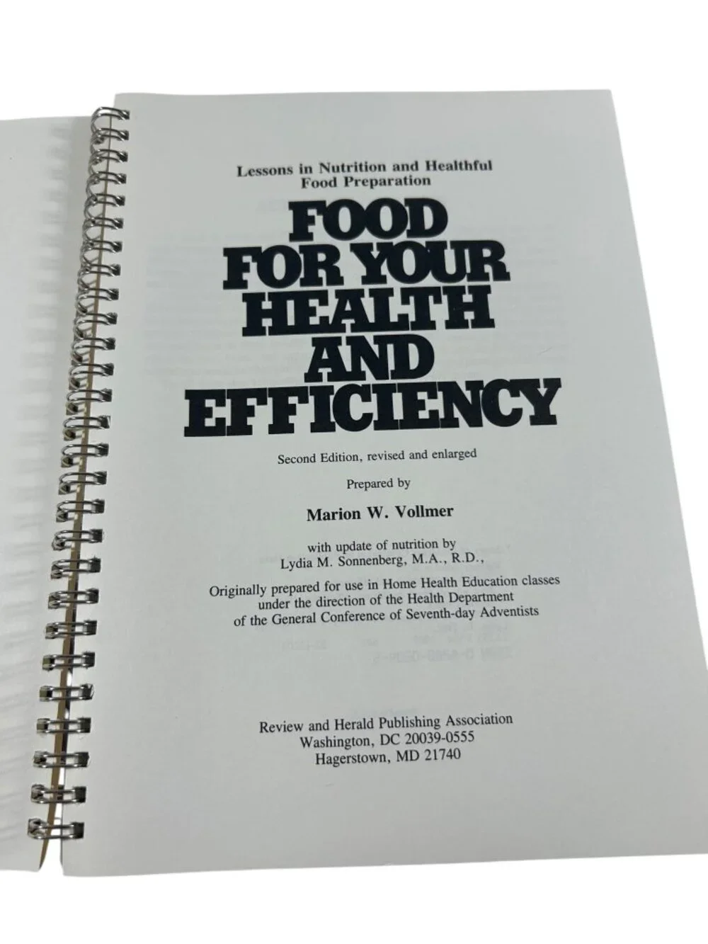 Vintage Food for Your Health and Efficiency Marion W Vollmer Cookbook Healthy